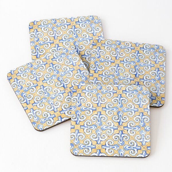 Item preview, Spanish Tiles - Azulejo Blue, Yellow and White Motif Design designed and sold by idovedesign.