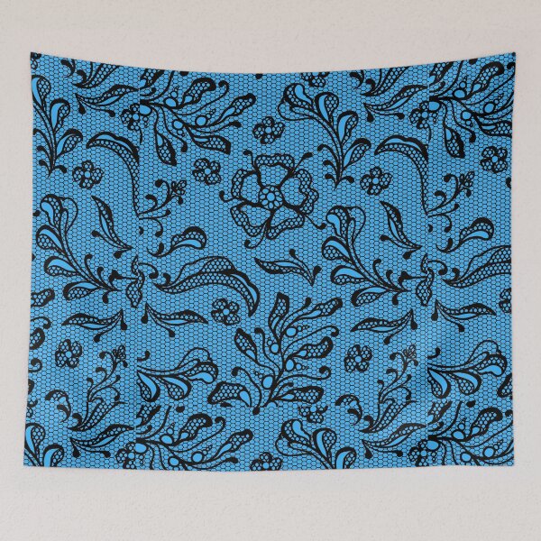 Artikelvorschau, Schwarze Spitze auf hellblauem Hintergrund entworfen und verkauft von AtarangiDesigns.
