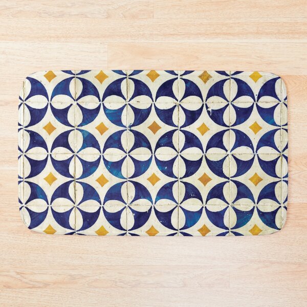 Item preview, Portuguese Tiles - Azulejo Blue, White and Yellow Pattern Design designed and sold by idovedesign.