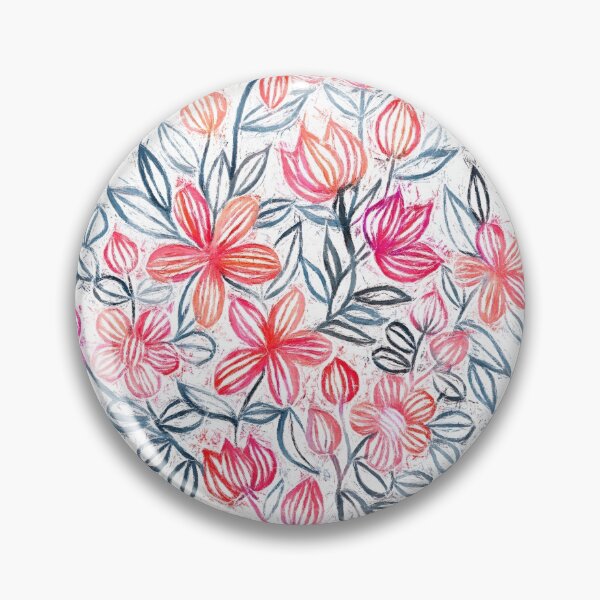 Item preview, Coral and Grey Candy Striped Crayon Floral designed and sold by micklyn.