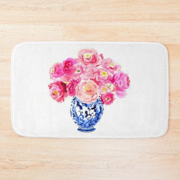 Item preview, peonies in blue and white Chinese vase watercolour designed and sold by coolkatia.