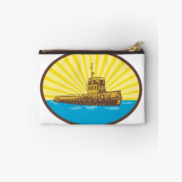 Item preview, River Tugboat Oval Woodcut designed and sold by patrimonio.