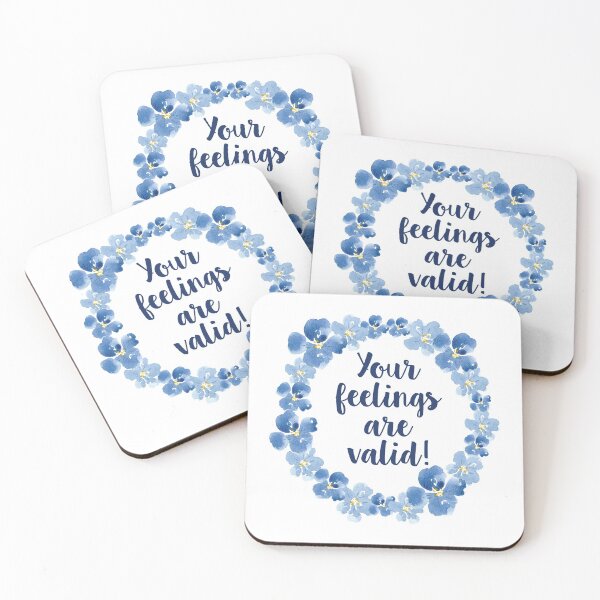 Item preview, Your feelings are valid blue watercolor flowers designed and sold by ApricotBlossom.