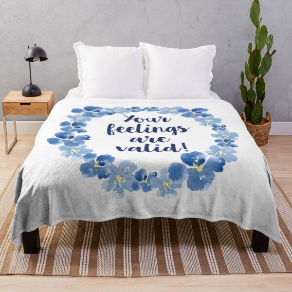 Item preview, Your feelings are valid blue watercolor flowers designed and sold by ApricotBlossom.