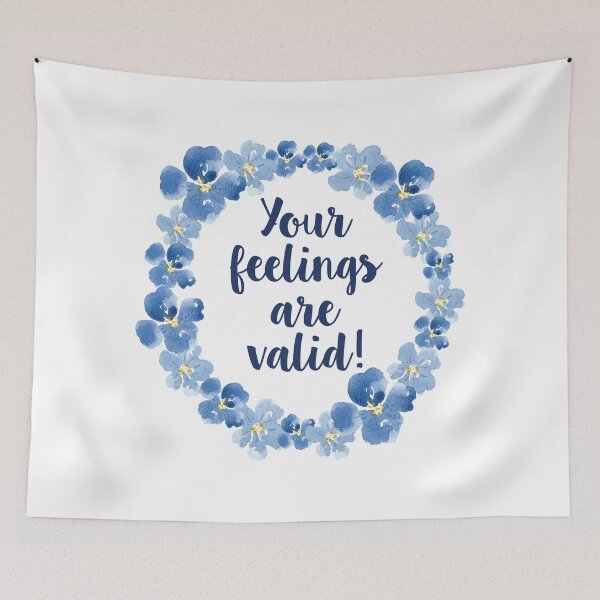 Item preview, Your feelings are valid blue watercolor flowers designed and sold by ApricotBlossom.