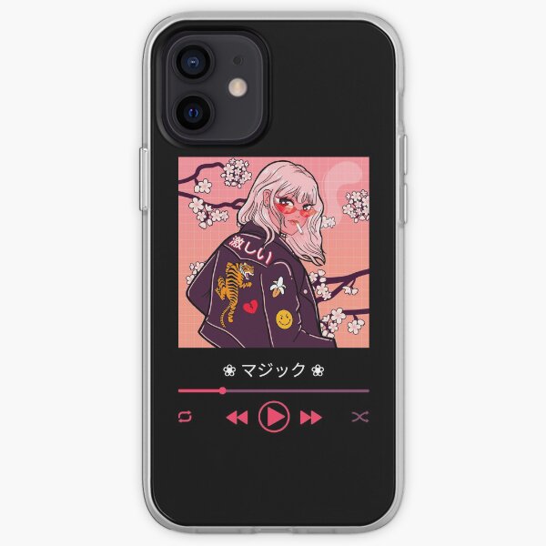 Fille japonaise esthétique Vaporwave // Couverture de la liste de lecture Coque souple iPhone