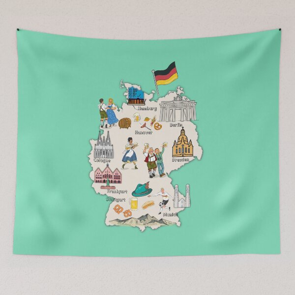 Item preview, Germany Map, Oktoberfest, major cities and Landmarks Map of Germany with flag designed and sold by mashmosh.