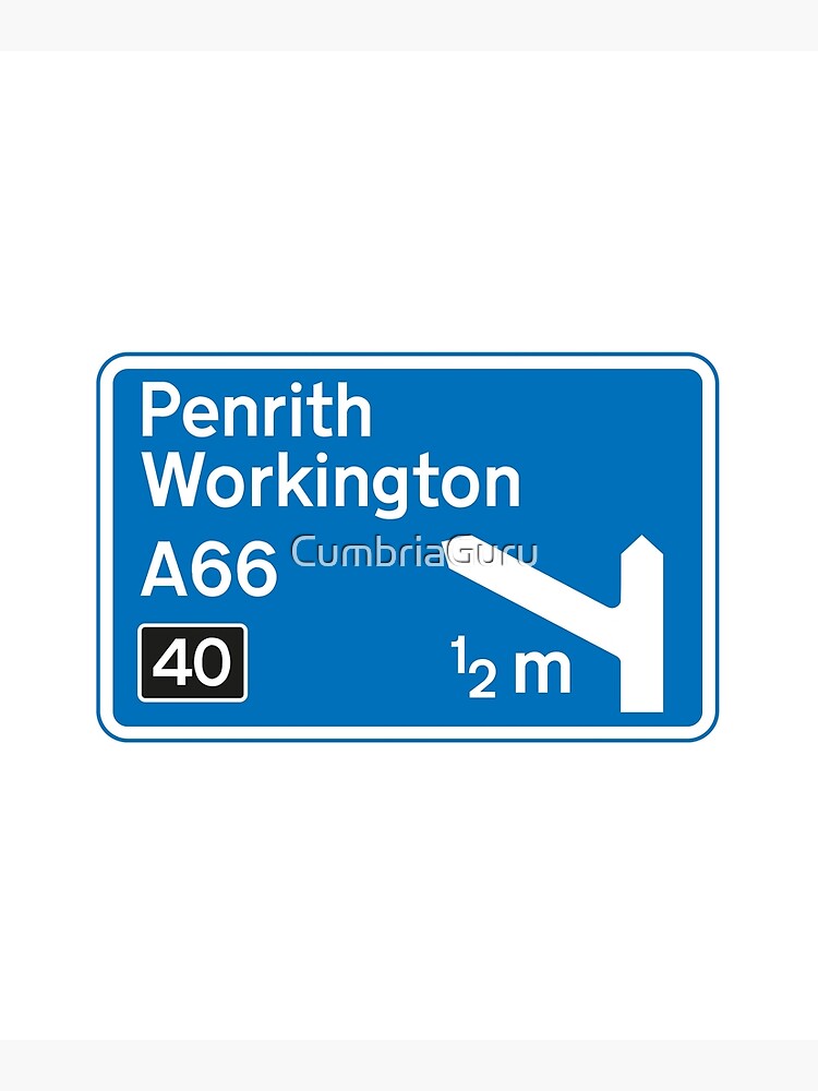 "Penrith, Workington A66 Motorway Road Sign UK Cumbria" Mounted Print