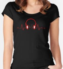 Headphones Heartbeat Women's Fitted Scoop T-Shirt