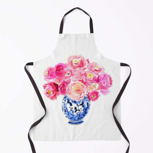 Item preview, peonies in blue and white Chinese vase watercolour designed and sold by coolkatia.
