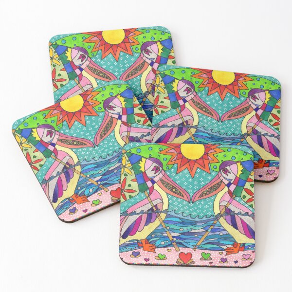 Item preview, Pelicans at the Beach with Umbrellas designed and sold by Tena Nalker.