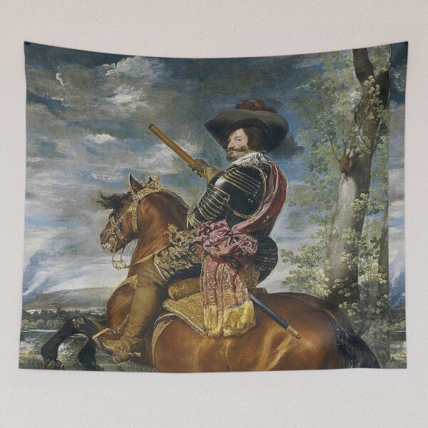 Item preview, A royal Cavalier Count of Spain on Horseback portrait - Vintage painting by Velazquez designed and sold by Vintage Designs +.