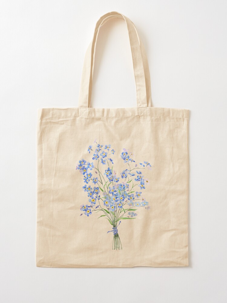 Embroidered Patch Tote Bag Flower Bouquet Tote Bag Canvas 