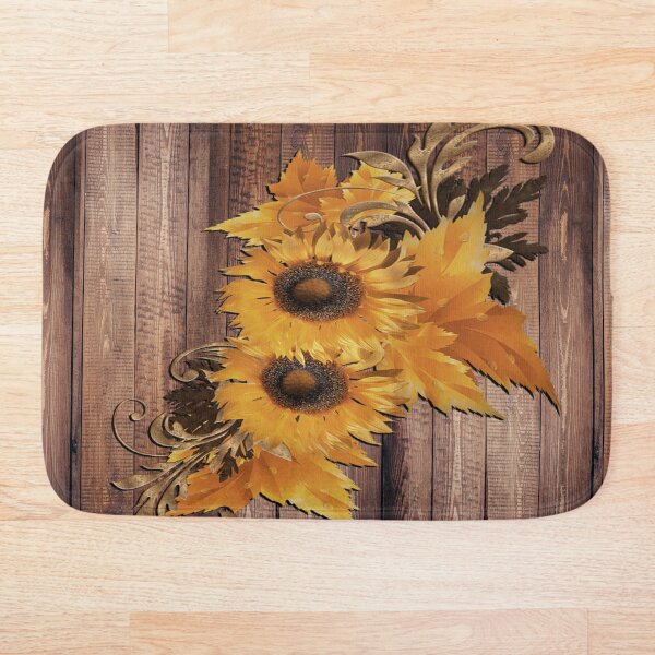 Artikelvorschau, Rustikale Blumen der Sonnenblumen auf Holzscheunen-Look-Hintergrund mit Muster-Sonnenblume entworfen und verkauft von Cute & Sassy Custom Gifting Boutiques.