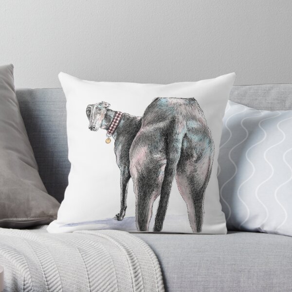 Watercolour and ink Greyhound Throw Pillow