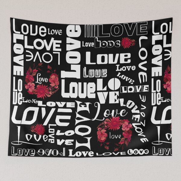 Item preview,  BEAUTIFUL WORDSMITH - LOVE white TYPOGRAPHY WITH RED SUNFLOWERS FLORAL WREATHS AND SINGLE FLOWERS designed and sold by Artistree.