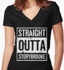 Straight Outta Storybrooke - White Words Women's Fitted V-Neck T-Shirt