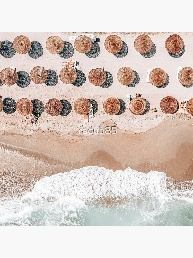 People On Beach, Aerial Drone Photography, Aerial Beach Sea, Ocean Wall Art Print, Summer Sea Vibes Art Print by radub85
