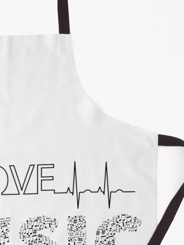 Alternate view of Love Music Musical notes Heartbeat Apron
