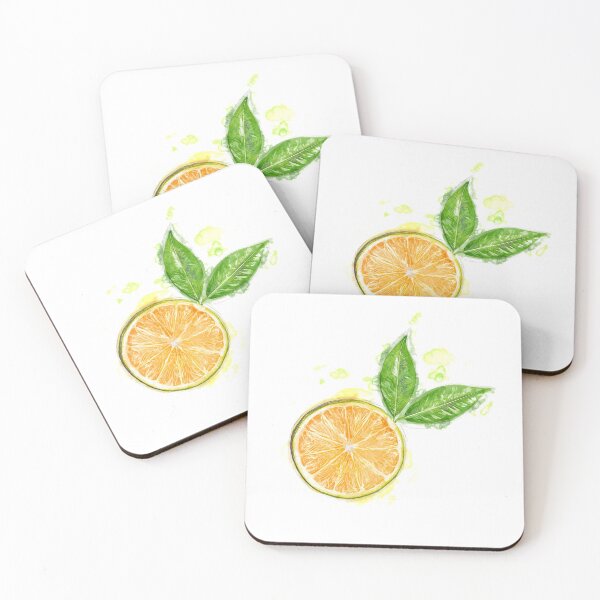 Item preview, Orange slice with green leaves designed and sold by evk-art.