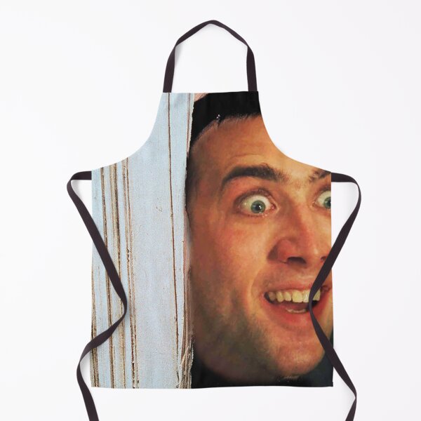 Item preview, Nicolas Cage, shining, here's Johnny scene, funny meme designed and sold by fkingrainbow.