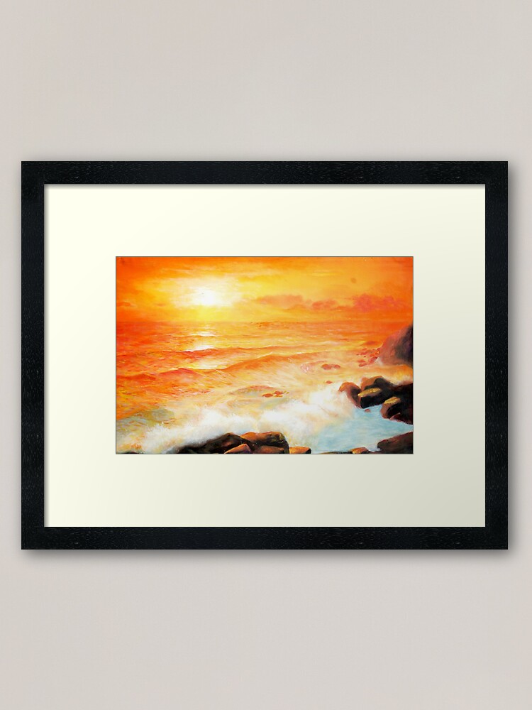 "Sunset Seascape" Framed Art Print for Sale by efcruzarts Redbubble