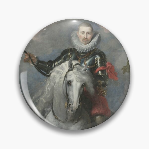 Item preview, Spanish Royal in ruff collar on Horseback portrait - Vintage painting designed and sold by Vintage Designs +.