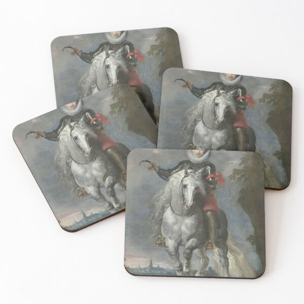 Item preview, Spanish Royal in ruff collar on Horseback portrait - Vintage painting designed and sold by Vintage Designs +.