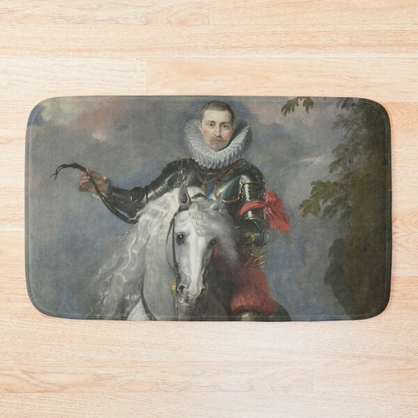 Item preview, Spanish Royal in ruff collar on Horseback portrait - Vintage painting designed and sold by Vintage Designs +.
