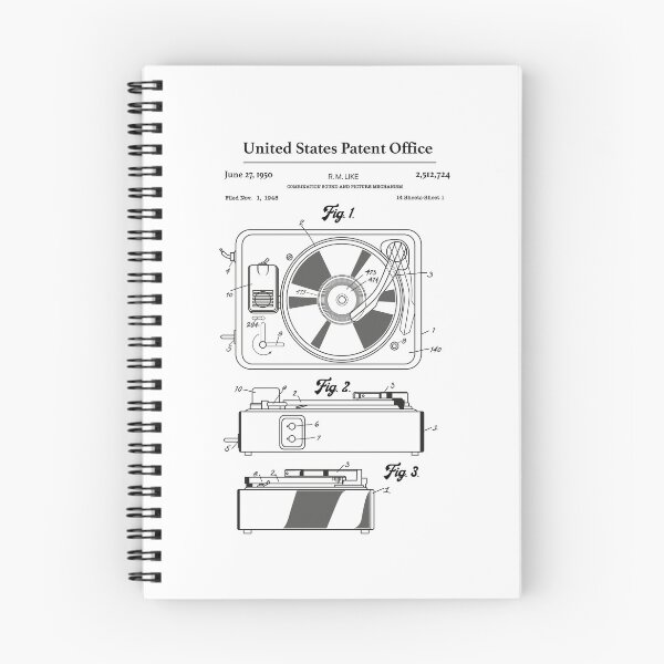 Item preview, Vinyl Record Player Patent Schematic Turntable Blueprint Gear designed and sold by DynamicDesign.