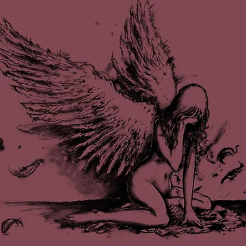 Artwork thumbnail, Crying Fallen Angel Drawing by aurielphoenix
