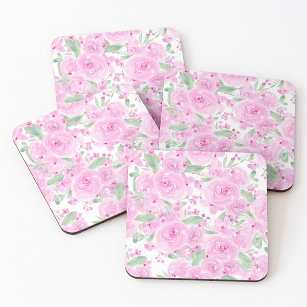 Item preview, Modern girly pink green floral watercolor pattern designed and sold by GirlyTrend.