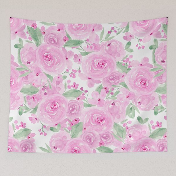 Item preview, Modern girly pink green floral watercolor pattern designed and sold by GirlyTrend.