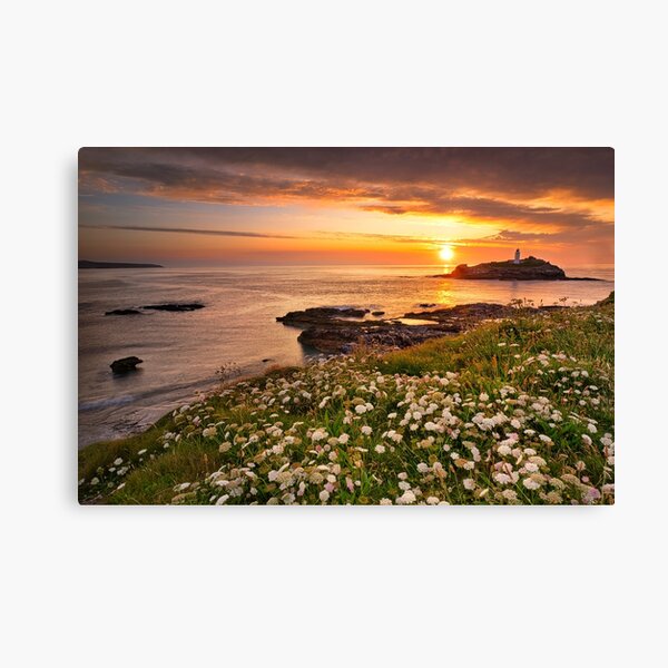 Sunset at Godrevy in Cornwall Canvas Print