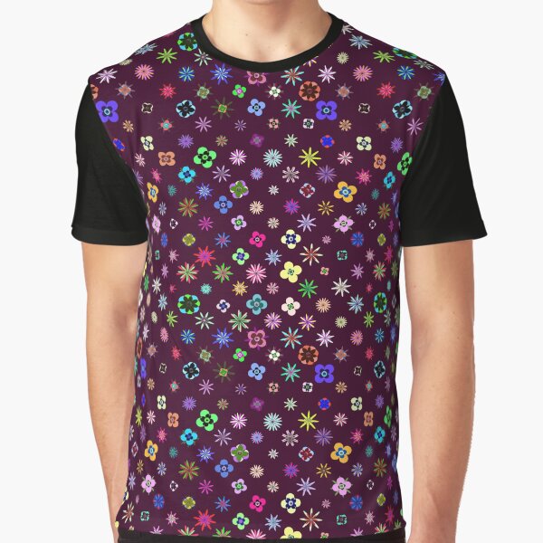 Happy Flower Pattern on Mulberry PanicDay Graphic T-Shirt