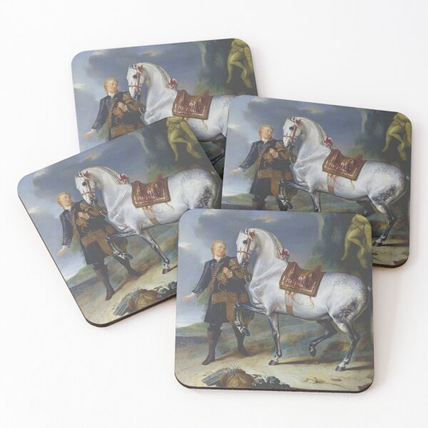 Item preview, Beautiful stallion Horse portrait with a Habsburg royal portrait - johann georg hamilton designed and sold by Vintage Designs +.