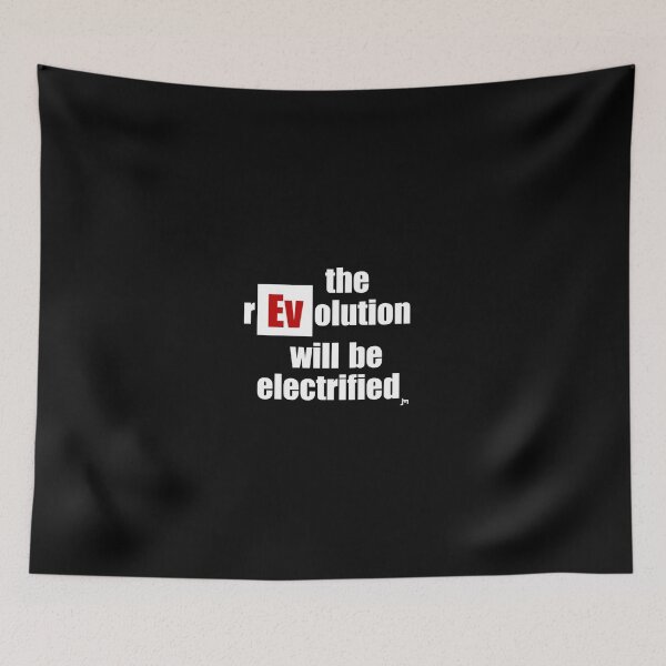 Item preview, "The rEVolution will be electrified (2)" T-Shirt and Product Design White and Red with Transparent Background designed and sold by JohnnyMyass.