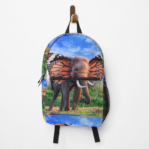 Surreal Elephant With Butterfly Wings a Surrealism Art Backpack