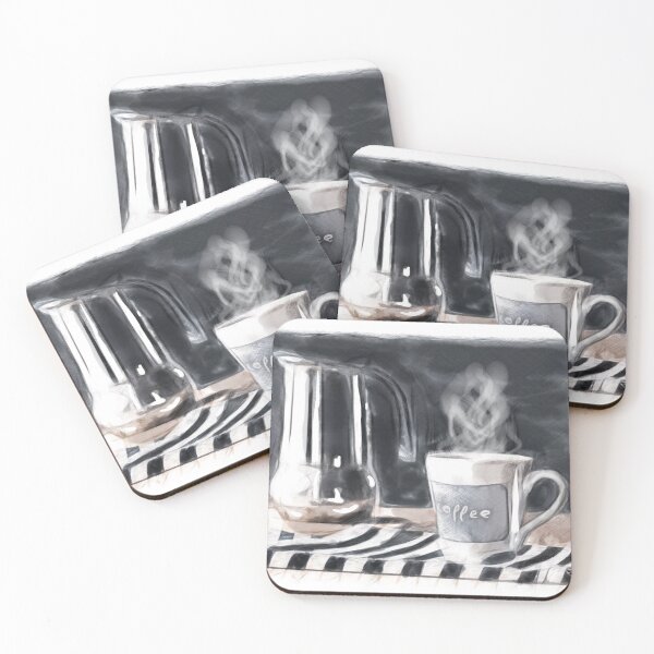 Item preview, Watercolor Art of Coffee Cup and kettle designed and sold by evk-art.