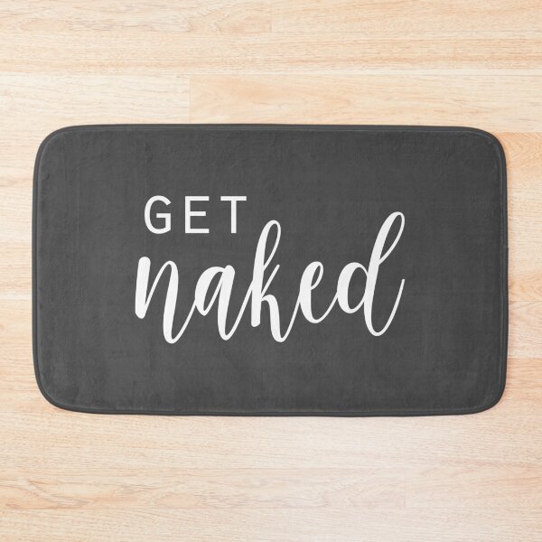 Get Naked - Fun Bathroom - grey and White Bath Mat