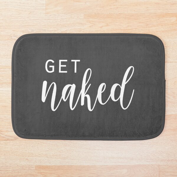 Get Naked - Fun Bathroom - grey and White Bath Mat