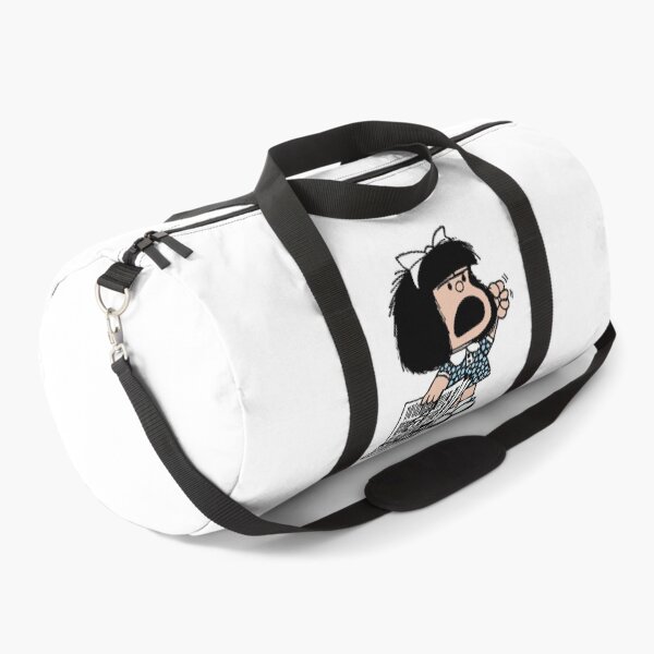 Item preview, Angry Mafalda with newspaper and fist raised cartoon quino argentina designed and sold by urantiana.