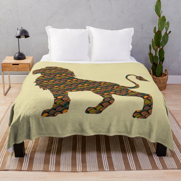 Item preview, Brown & green patterned lion silhouette designed and sold by NatureArtUK.