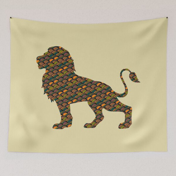Item preview, Brown & green patterned lion silhouette designed and sold by NatureArtUK.