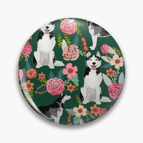 Item preview, husky dog floral - vintage florals, floral pet, cute dog, huskies designed and sold by PetFriendly.