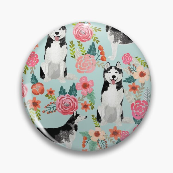 Item preview, husky dog floral - vintage florals, floral pet, cute dog, huskies designed and sold by PetFriendly.