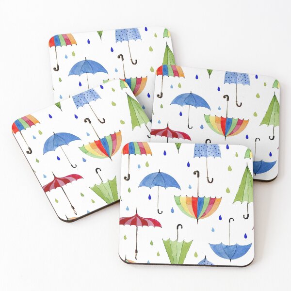 Item preview, Watercolor colours umbrellas and Rain pattern  designed and sold by TatianaKa.