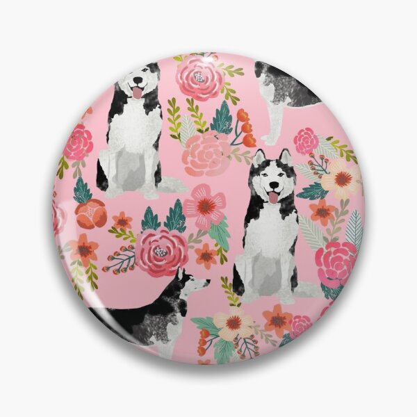 Item preview, husky dog floral - vintage florals, floral pet, cute dog, huskies designed and sold by PetFriendly.