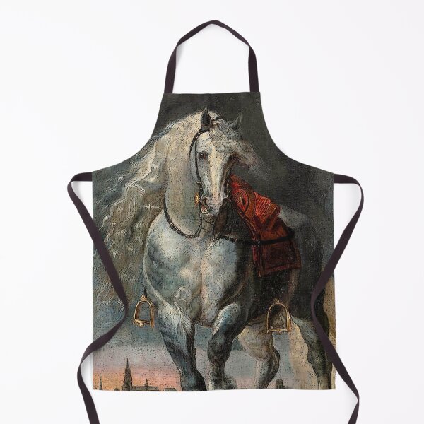 Item preview, white horse trotting over a flat landscape before a city - peter paul rubens designed and sold by Vintage Designs +.