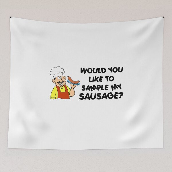 Item preview, Like To Sample My Sausage Humor Cartoon designed and sold by jaycartoonist.